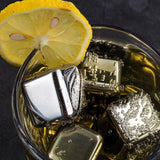 Stainless Steel Whiskey Stones X 8 Ice Cubes With Tong Reusable Cooling Ice Cube - Rear View