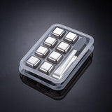 Stainless Steel Whiskey Stones X 8 Ice Cubes With Tong Reusable Cooling Ice Cube