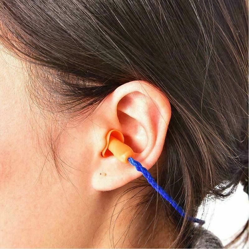 12X Reusable Corded Silicone Earplugs for Sleeping Working Travelling