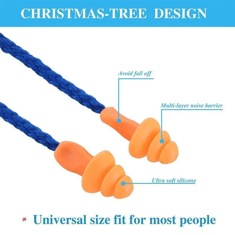 12X Reusable Corded Silicone Earplugs for Sleeping Working Travelling