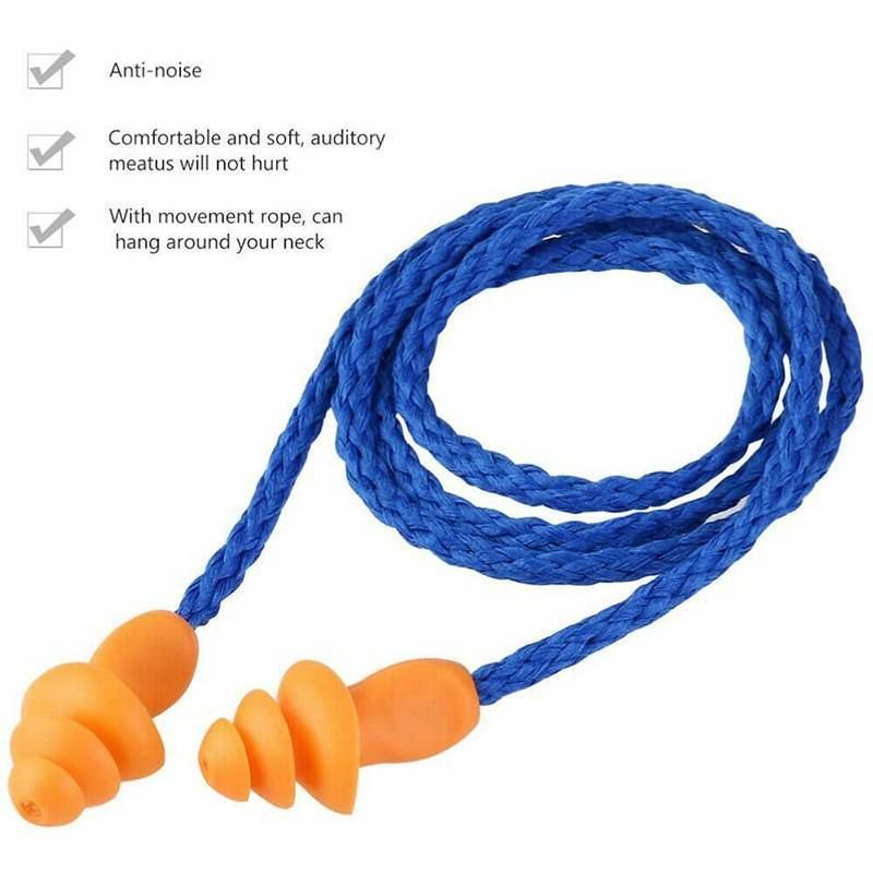 12X Reusable Corded Silicone Earplugs for Sleeping Working Travelling