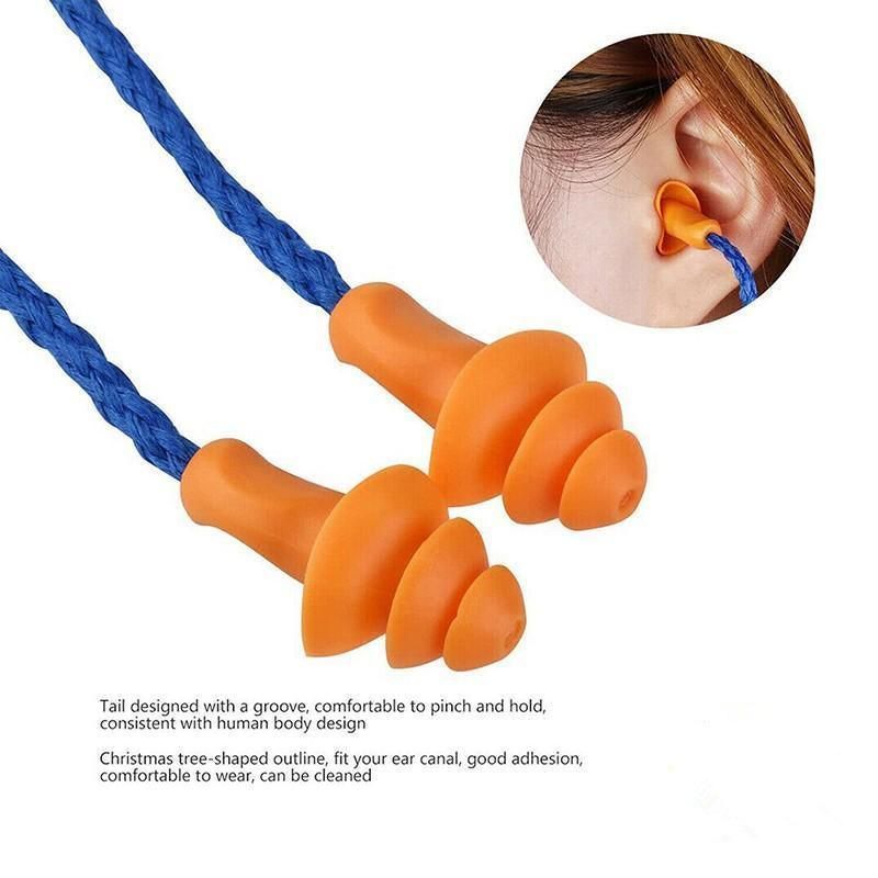 12X Reusable Corded Silicone Earplugs for Sleeping Working Travelling