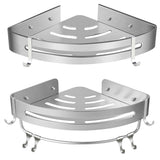 Wall Mounted Bathroom Shelf Triangle Corner Shower Storage Rack for Toiletries - Single layer with rod