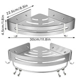 Wall Mounted Bathroom Shelf Triangle Corner Shower Storage Rack for Toiletries - Single layer with rod