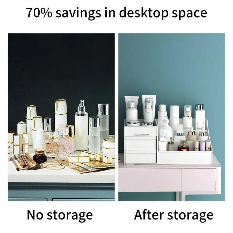 Cosmetic Makeup Organizer With Drawers Bathroom Skincare Storage Box Holder Case - Pink
