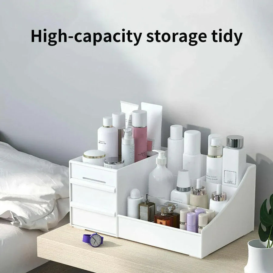 Cosmetic Makeup Organizer With Drawers Bathroom Skincare Storage Box Holder Case - Pink