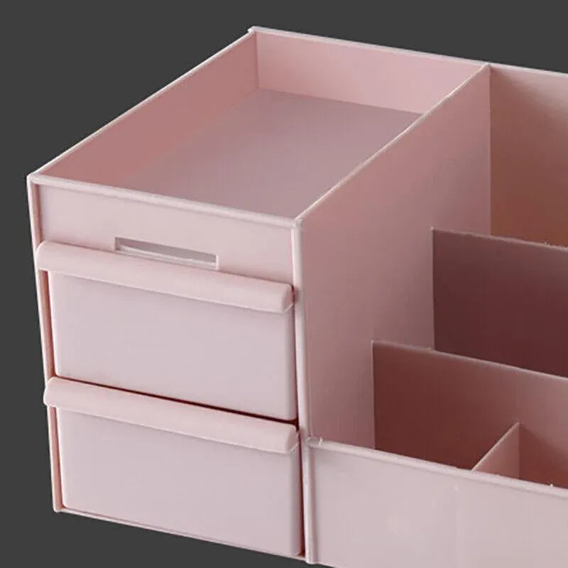 Cosmetic Makeup Organizer With Drawers Bathroom Skincare Storage Box Holder Case - Pink