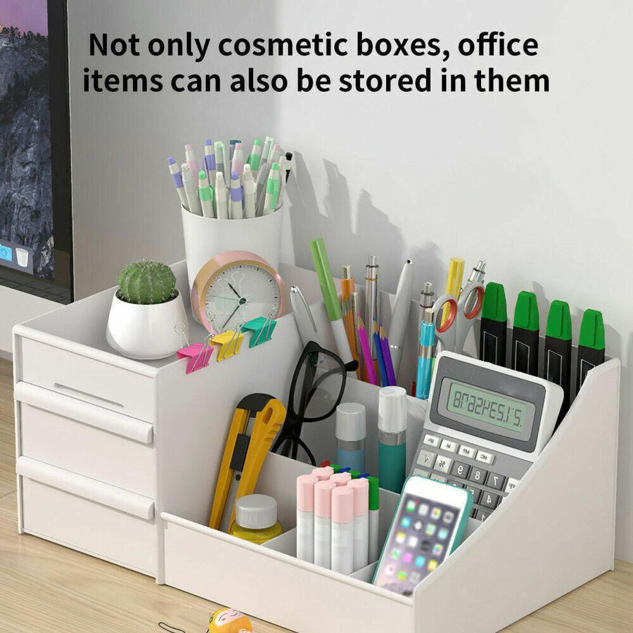 Cosmetic Makeup Organizer With Drawers Bathroom Skincare Storage Box Holder Case - Pink