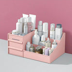 Cosmetic Makeup Organizer With Drawers Bathroom Skincare Storage Box Holder Case - White