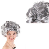 Grandmother Wig Grey Silver Curls Grandma Granny Old Lady Woman Costume Party - 45-Degree Angle