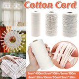 Cotton Rope Macrame Cord 1-12mm DIY Craft Tapestry Binding Decorative String - 6mm x 100m - Front View