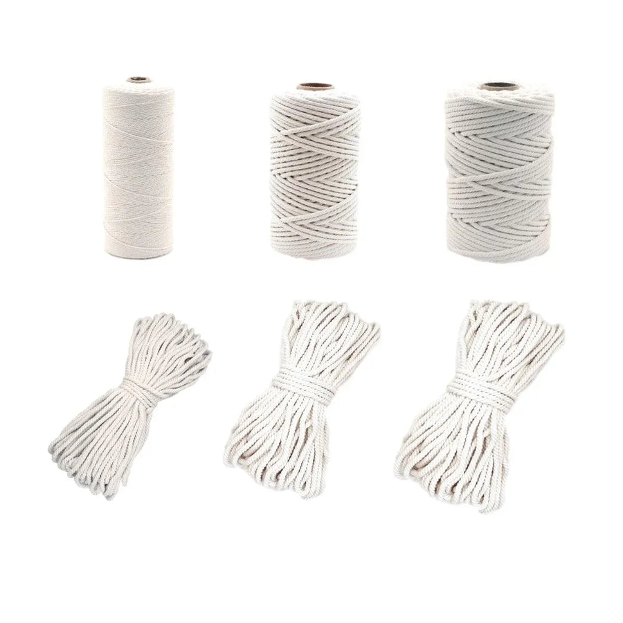 Cotton Rope Macrame Cord 1-12mm DIY Craft Tapestry Binding Decorative String - 6mm x 100m