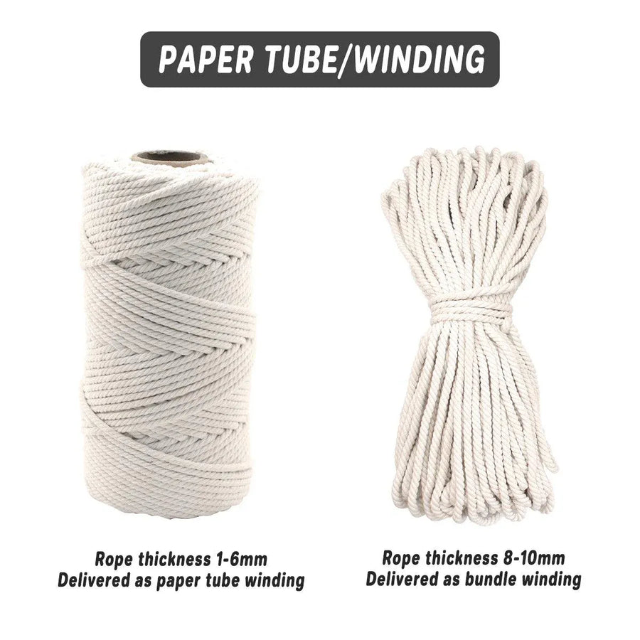 Cotton Rope Macrame Cord 1-12mm DIY Craft Tapestry Binding Decorative String - 6mm x 100m
