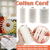 Cotton Rope Macrame Cord 1-12mm DIY Craft Tapestry Binding Decorative String - 6mm x 100m