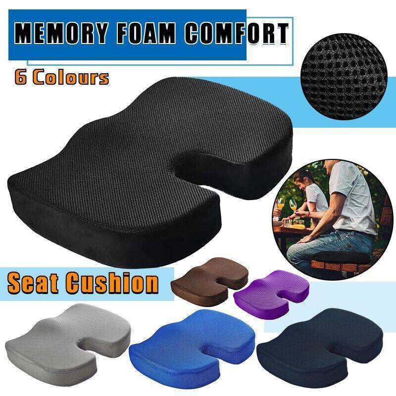 Orthopaedic Memory Foam Seat Cushion Support Back Pain Chair Pillow Car - Blue