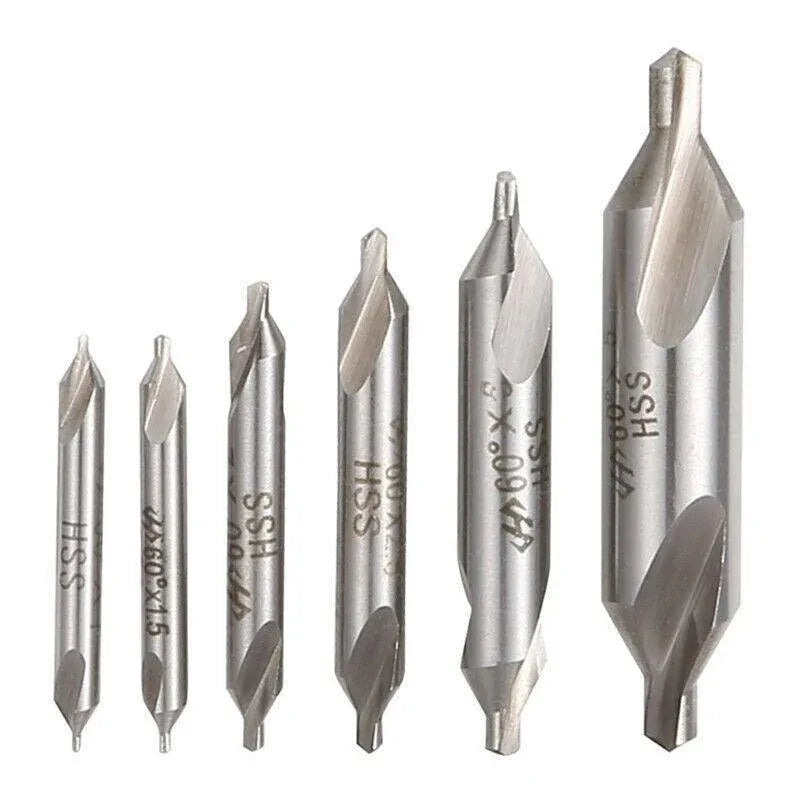 6Pcs Combined Center Drill Countersink Bit Lathe Mill Tackle Kit High Speed