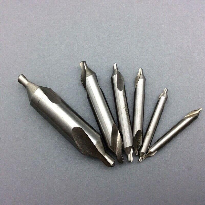 6Pcs Combined Center Drill Countersink Bit Lathe Mill Tackle Kit High Speed