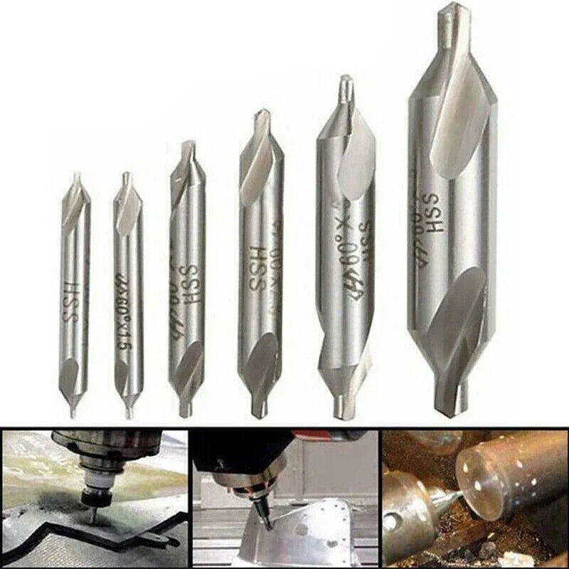 6Pcs Combined Center Drill Countersink Bit Lathe Mill Tackle Kit High Speed