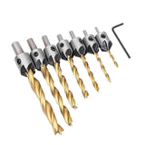 8Pcs 3-10Mm 5 Flute Countersink Drill Bit Set Reamer Woodworking Chamfer Tools - Rear View