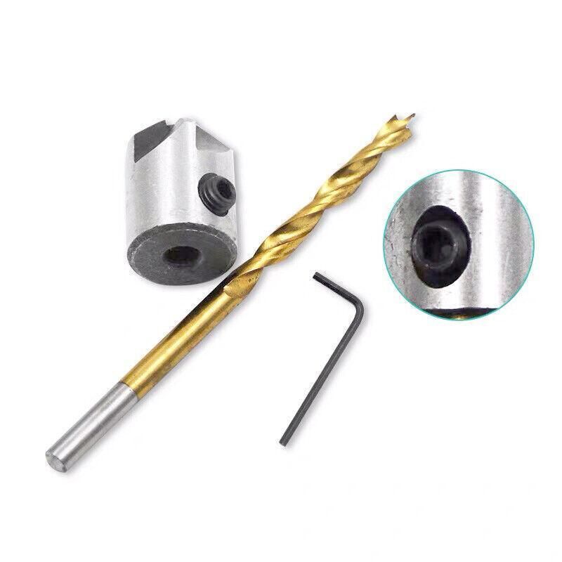 8Pcs 3-10Mm 5 Flute Countersink Drill Bit Set Reamer Woodworking Chamfer Tools