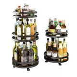 Kitchen Rotating Spice Rack Triple Layer Countertop Organizer Storage Shelf - Double Layer - Side View