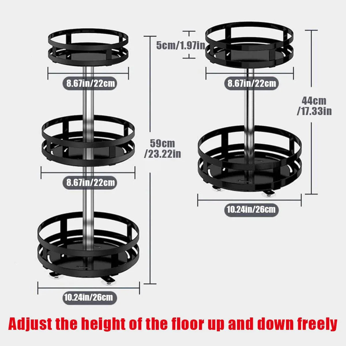 Kitchen Rotating Spice Rack Triple Layer Countertop Organizer Storage Shelf - Double Layer