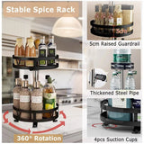 Kitchen Rotating Spice Rack Triple Layer Countertop Organizer Storage Shelf - Double Layer - Close-Up Angle