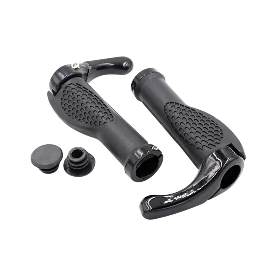 Mountain Bike Handlebar Grips Lock On Horn Style Grip Cover with Bar Ends Pair