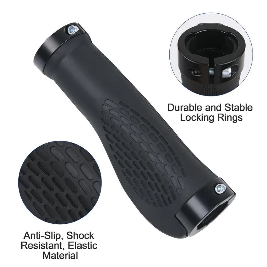 Mountain Bike Handlebar Grips Lock On Horn Style Grip Cover with Bar Ends Pair