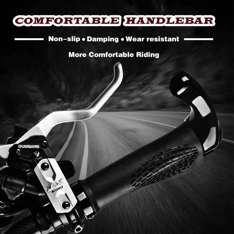 Mountain Bike Handlebar Grips Lock On Horn Style Grip Cover with Bar Ends Pair