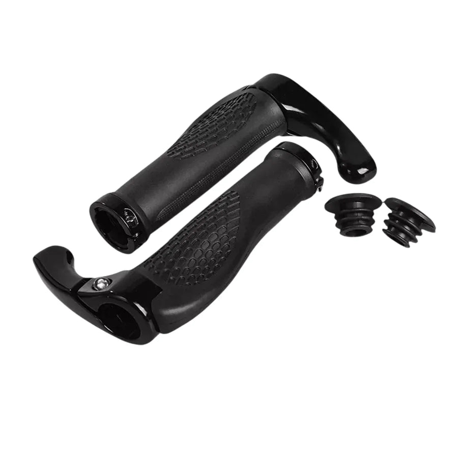 Mountain Bike Handlebar Grips Lock On Horn Style Grip Cover with Bar Ends Pair