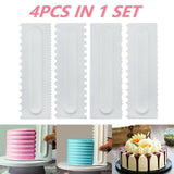 4Pcs Cake Decorating Icing Smoother Edge Frosting Scraper Comb Pastry Spatulas
