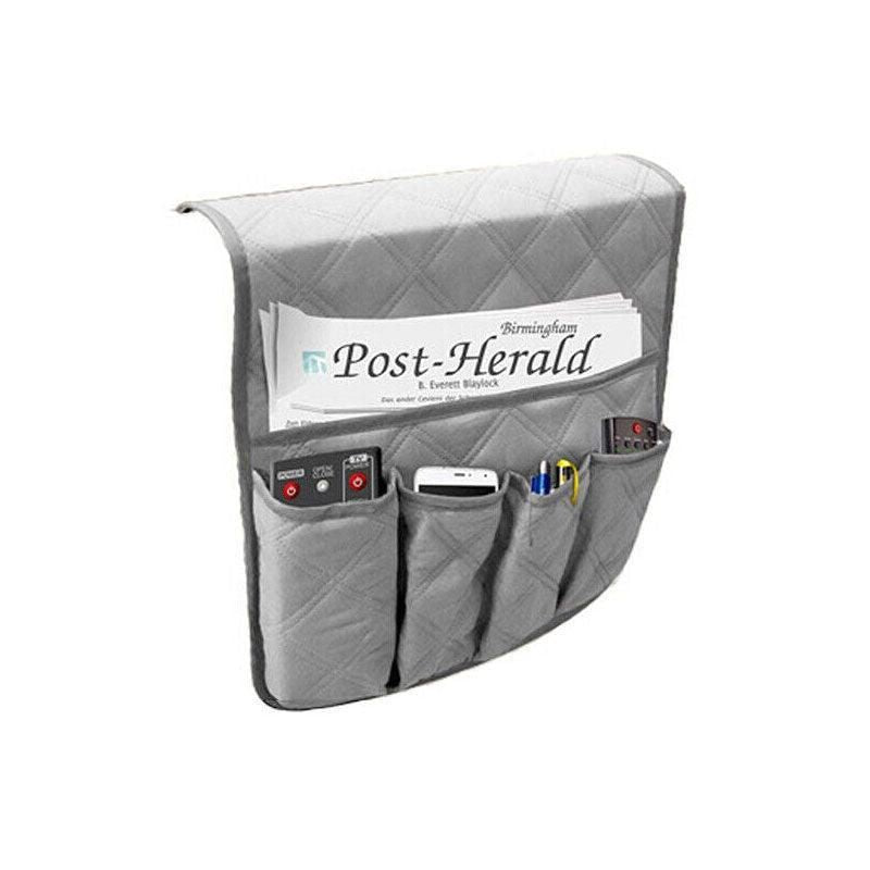 5 Pockets Couch Organizer Remote Storage Holder Sofa Chair Arm Control Rest Bag - Grey