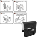5 Pockets Couch Organizer Remote Storage Holder Sofa Chair Arm Control Rest Bag - Grey
