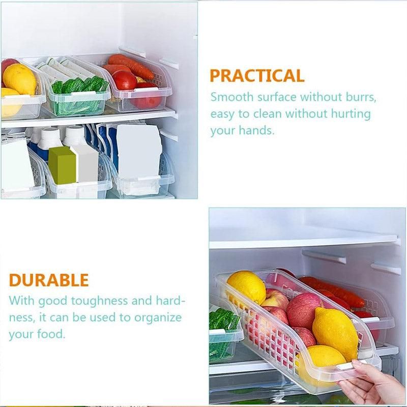 4pcs Refrigerator Storage Box Transparent Plastic Household Organizer Kitchen