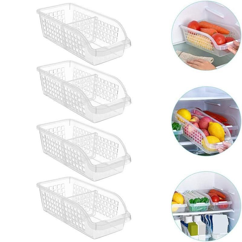 4pcs Refrigerator Storage Box Transparent Plastic Household Organizer Kitchen