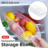 4pcs Refrigerator Storage Box Transparent Plastic Household Organizer Kitchen