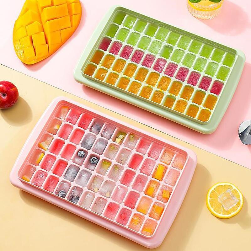 55 Grids Ice Cube Tray Mould With Lid And Storage Box Scoop Set Maker Ice Cube - Green