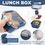 1-Piece Blue Two-Tier Lunch Box with Tray, Dressing Container and Fork