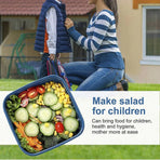 1-Piece Blue Two-Tier Lunch Box with Tray, Dressing Container and Fork