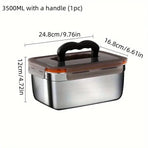 3500ml Stainless Steel Lunch Box Food Storage Container Meal Prep Crisper