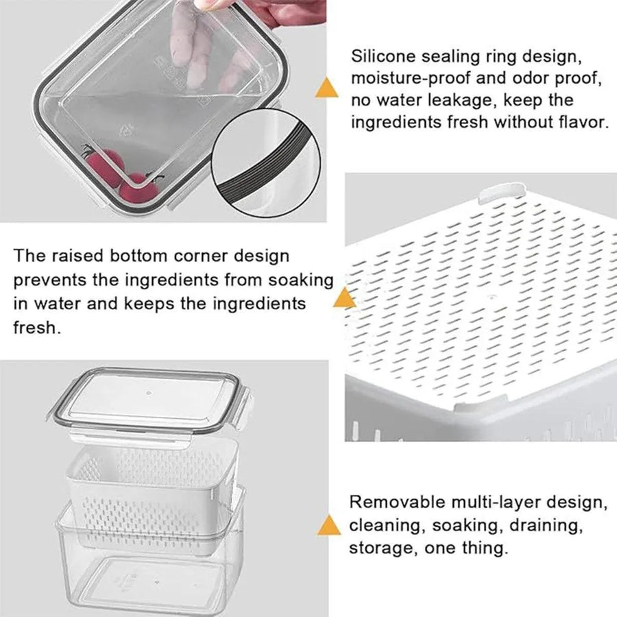 3PCS Food Storage Container Set Fridge Microwave Plastic Safe Fresh Keeping Box