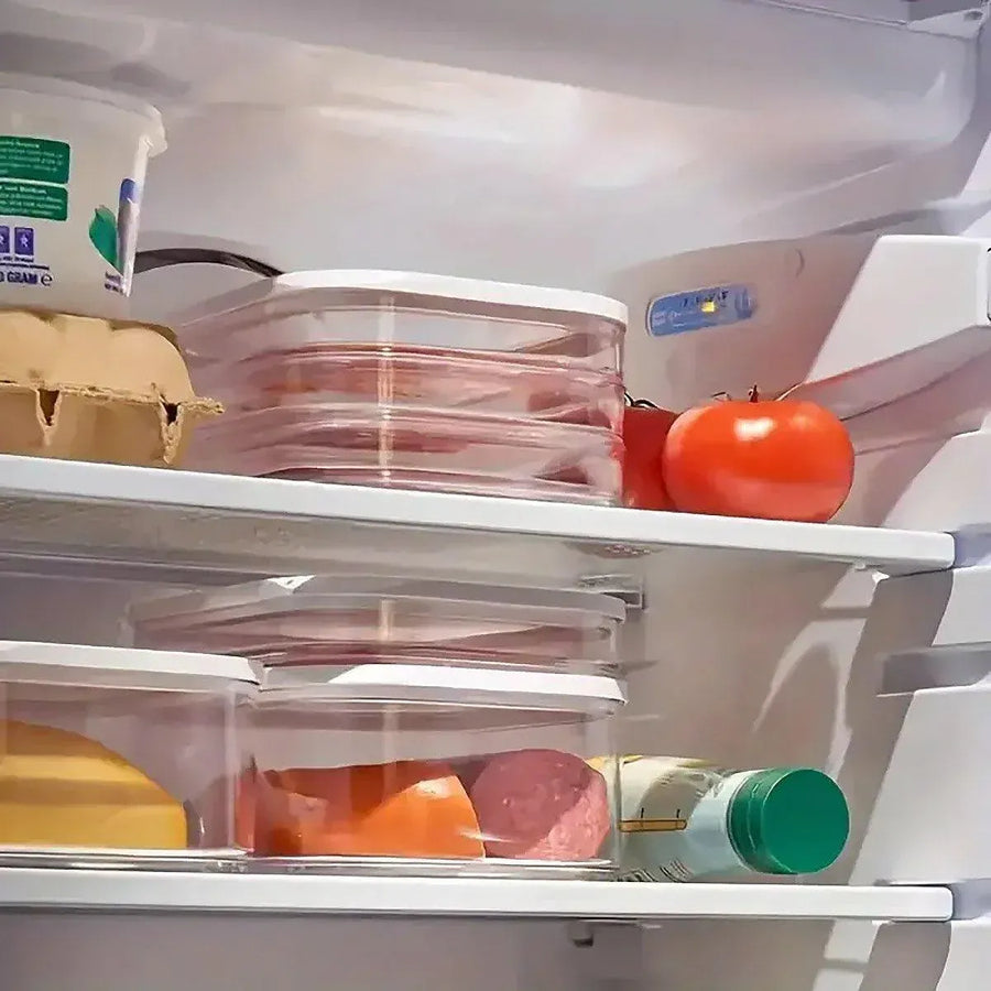Food Grade Transparent Plastic Freezer Storage Box With Lid For Kitchen Fridge