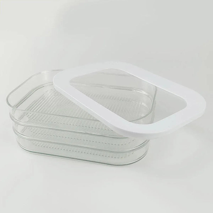 Food Grade Transparent Plastic Freezer Storage Box With Lid For Kitchen Fridge