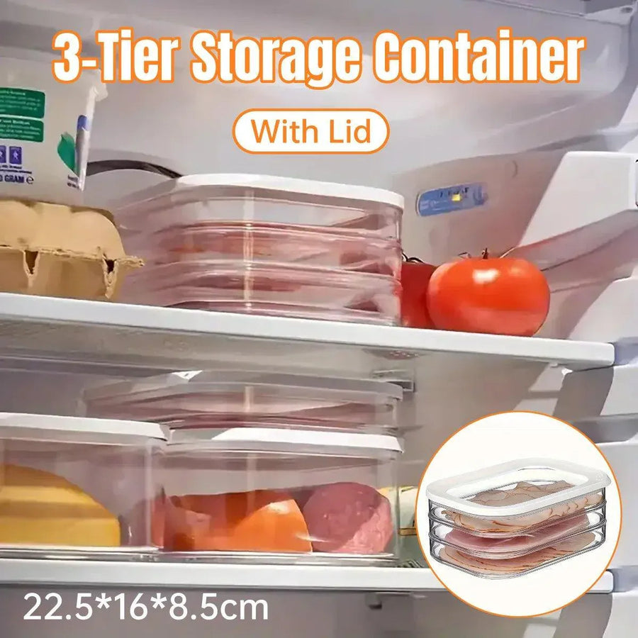 Food Grade Transparent Plastic Freezer Storage Box With Lid For Kitchen Fridge