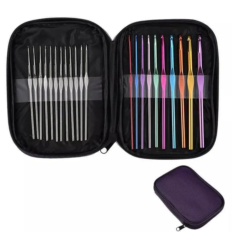 22PCS Crochet Hook Set Aluminium Knitting Needles with Case for DIY Yarn Craft