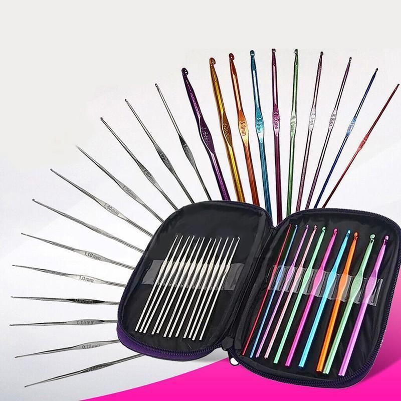 22PCS Crochet Hook Set Aluminium Knitting Needles with Case for DIY Yarn Craft