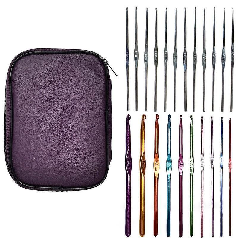 22PCS Crochet Hook Set Aluminium Knitting Needles with Case for DIY Yarn Craft