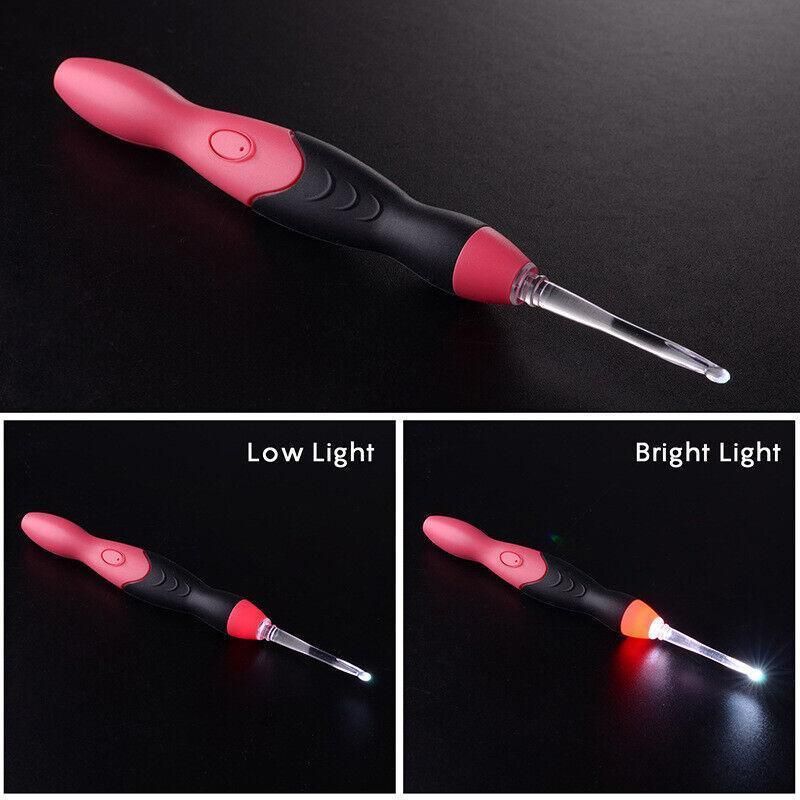 11 In 1 Led Light Up Crochet Hooks Set - Pink