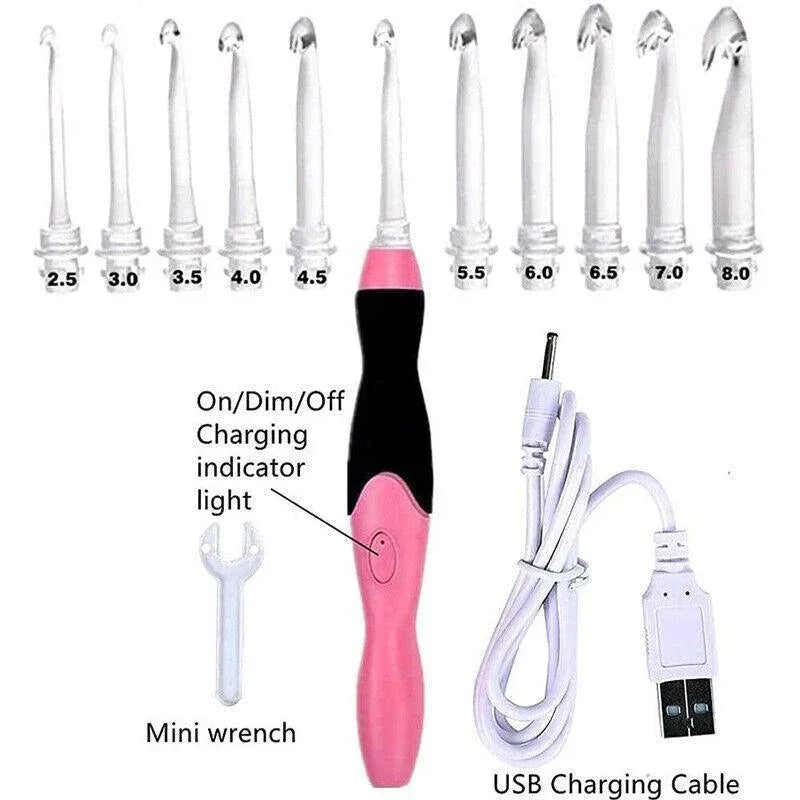 11 In 1 Led Light Up Crochet Hooks Set - Purple